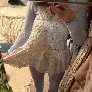 White Lace Spaghetti Strap Dress